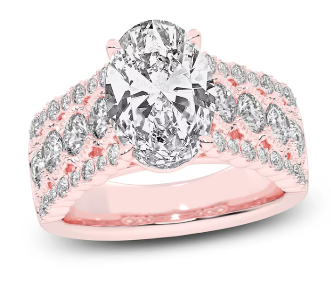 4.75ct tw Carat Lab-Created Oval-Cut Diamond Engagement Ring in 14K Rose / White / Yellow Gold | SimplyIn Diamonds Studio